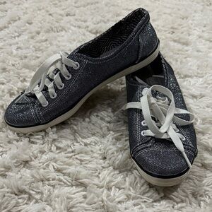 Women’s Keds Dark Grey Glitter Canvas Sneakers Sz 5.5, EUC